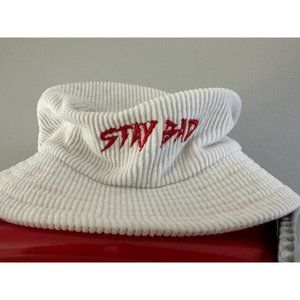 Billy Bones Club Corduroy White Bucket Hat Red Stay Bad Inside Message Small